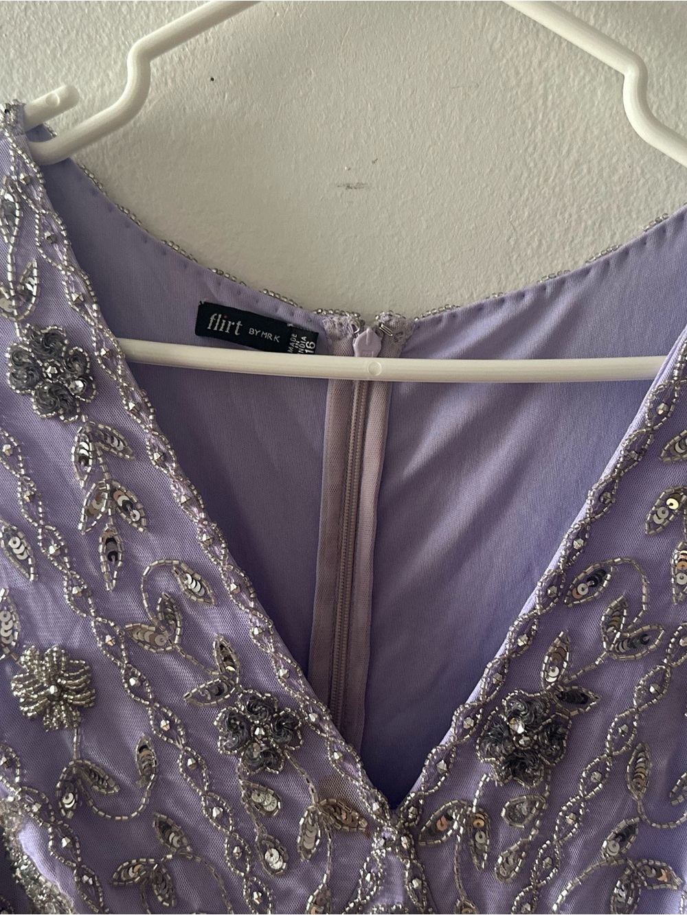 Vintage Style Lavender Beaded Evening Dress Size 16 - Picture 5 of 8